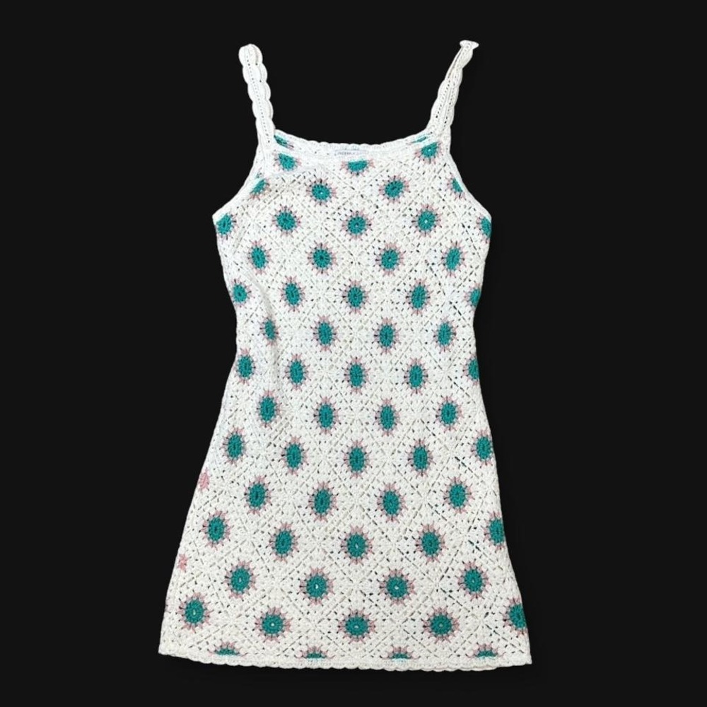 Sincerely Jules Floral Crochet Beach Mini Dress Womens L Summer Vacation Boho